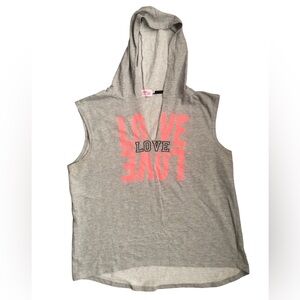 THRILL LOVE Shirt Women’s Sleeveless Gray WORKOUT Hoodie Size 2XL